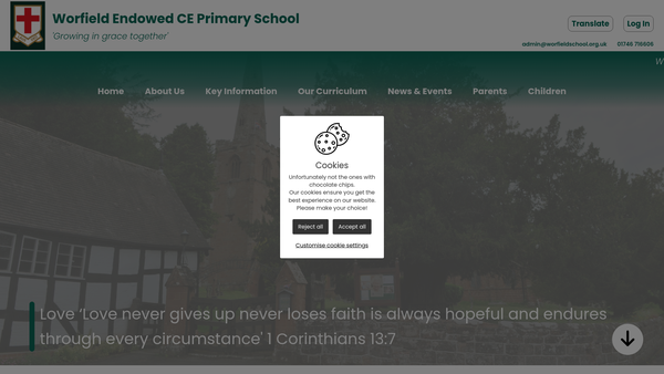 Screenshot of the Worfield Educational Foundation website