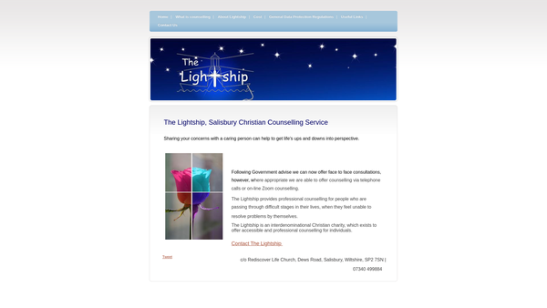 Screenshot of the The Lightship - Salisbury Christian Counselling Trust website