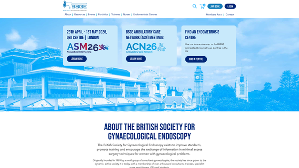 Screenshot of the British Society For Gynaecological Endoscopy Trust website