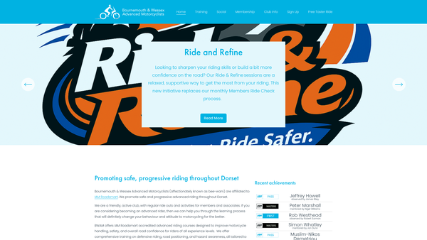 Screenshot of the Bournemouth & Wessex Advanced Motorcyclists website