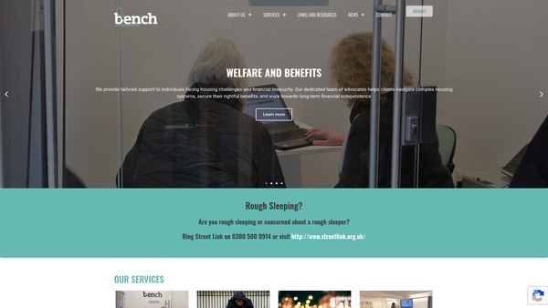 Screenshot of the Bench Outreach website