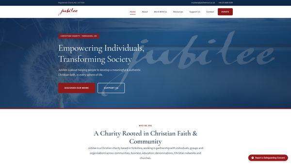 Screenshot of the Jubilee Christian Centre Doncaster Trust website