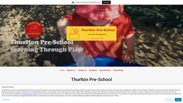 Screenshot of the Thurlton Pre-School website