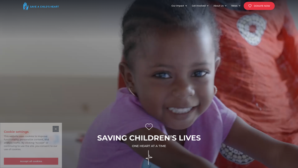 Screenshot of the Save A Child's Heart website