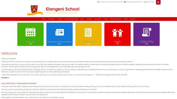 Screenshot of the Elangeni School Fund website