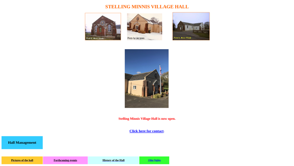 Screenshot of the Stelling Minnis Village Hall website