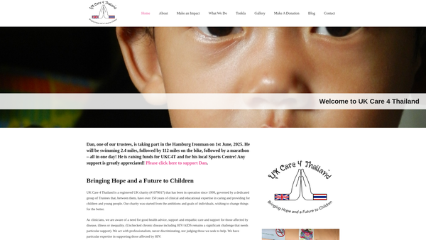 Screenshot of the UK Care 4 Thailand website