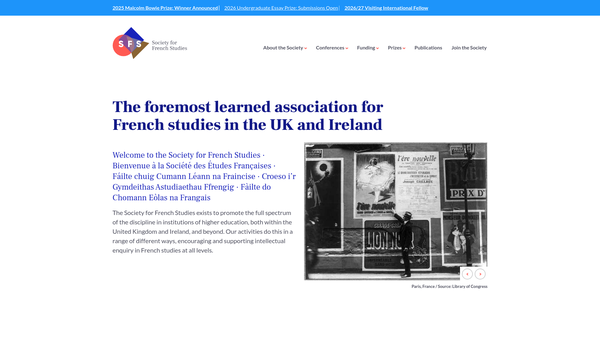 Screenshot of the Society For French Studies website