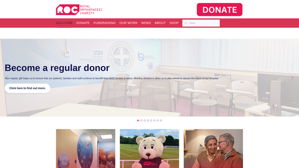 Screenshot of the Royal Orthopaedic Charity website