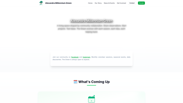 Screenshot of the Alexandra Millennium Green Trust website