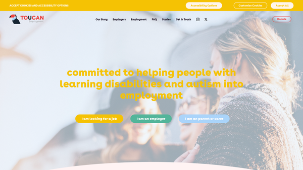 Screenshot of the Toucan Employment website
