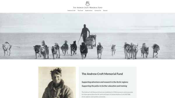 Screenshot of the The Andrew Croft Memorial Fund website