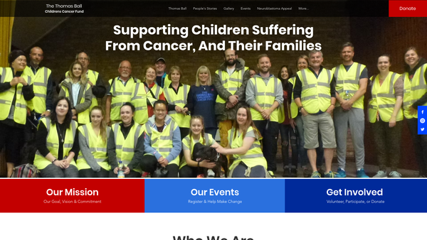 Screenshot of the The Thomas Ball Children's Cancer Fund website