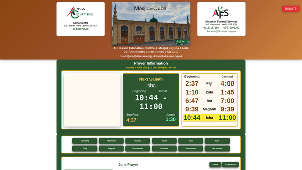Screenshot of the Al-Hassan Education Centre website