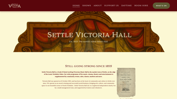 Screenshot of the Settle Victoria Hall Limited website
