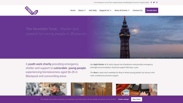 Screenshot of the The Streetlife Trust Limited website
