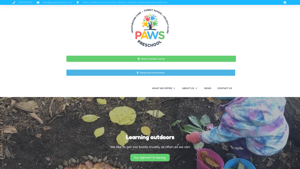 Screenshot of the Pre-School And After School At Whalton School website