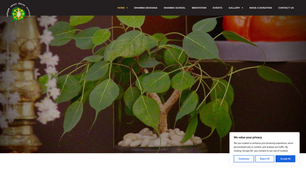 Screenshot of the Ketumati Buddhist Vihara Trust website