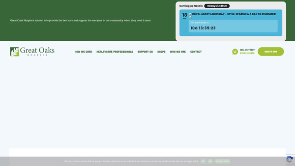 Screenshot of the Great Oaks Hospice website