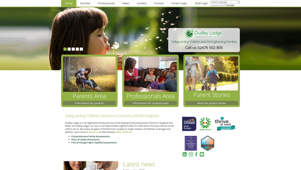 Screenshot of the Dudley Lodge website