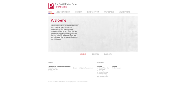 Screenshot of the David And Elaine Potter Foundation website