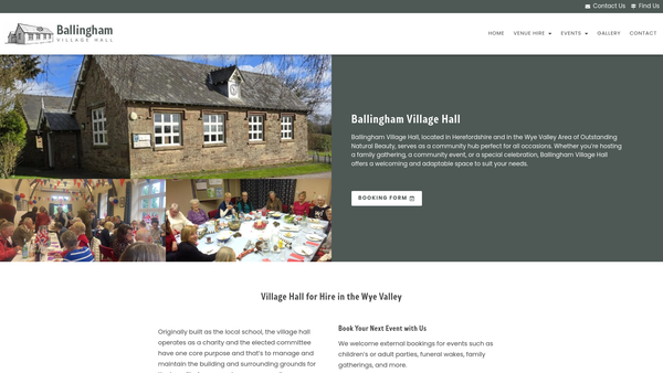 Screenshot of the Ballingham Village Hall website