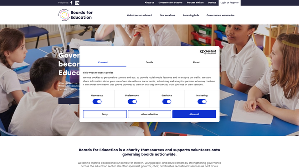 Screenshot of the Governors For Schools website