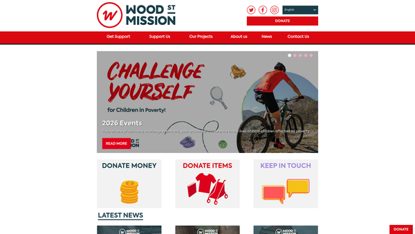 Screenshot of the Wood Street Mission website