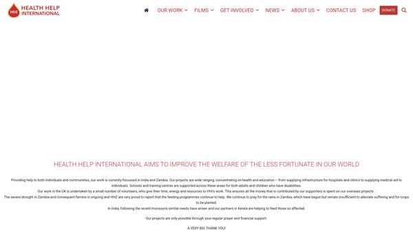 Screenshot of the Health Help International website
