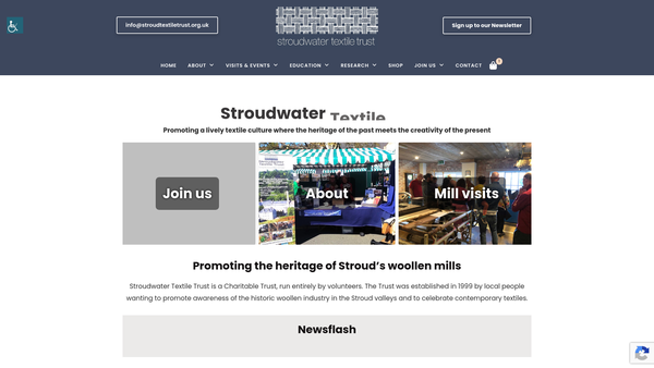 Screenshot of the The Stroudwater Textile Trust website