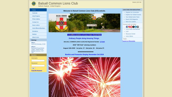 Screenshot of the Balsall Common Lions Club Charitable Trust Fund website
