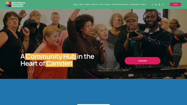 Screenshot of the St. Pancras Community Association website