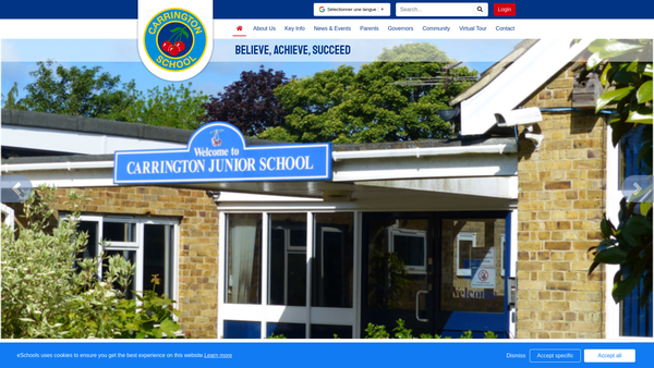 Screenshot of the Carrington Junior School website
