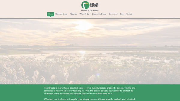 Screenshot of the The Broads Society website