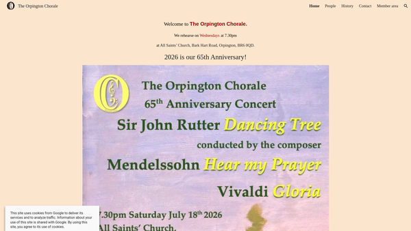 Screenshot of the The Orpington Chorale website