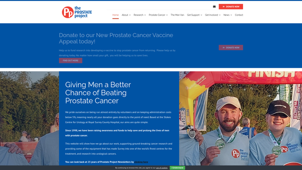 Screenshot of the The Prostate Project website