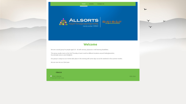 Screenshot of the Allsorts (Nottinghamshire) website