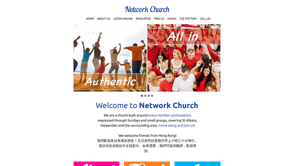 Screenshot of the The Network Church website