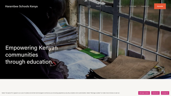Screenshot of the Harambee Schools Kenya website