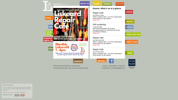Screenshot of the Liskerrett Community Centre website