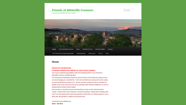 Screenshot of the Friends Of Whitcliffe Common website