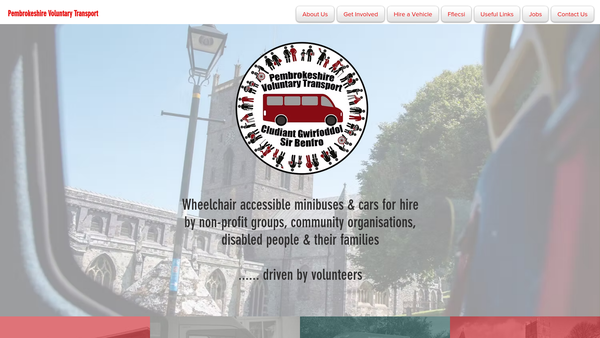 Screenshot of the Pembrokeshire Voluntary Transport website