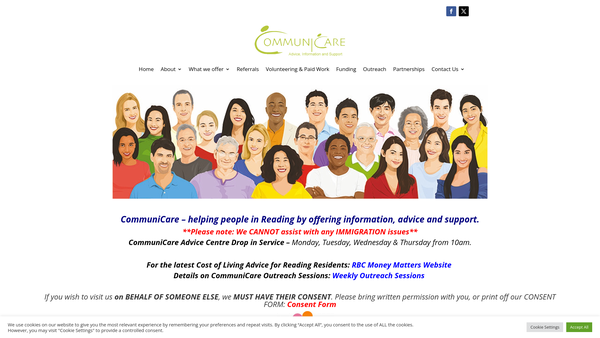 Screenshot of the The Communicare Trust (Reading) website