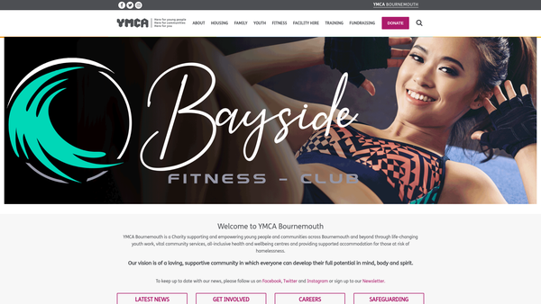Screenshot of the Bournemouth Young Men's Christian Association website