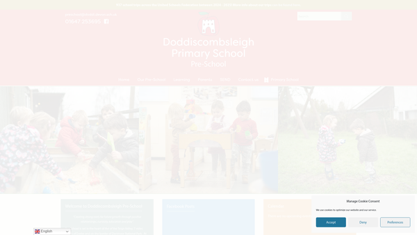 Screenshot of the Doddiscombsleigh Community Pre-School Group website