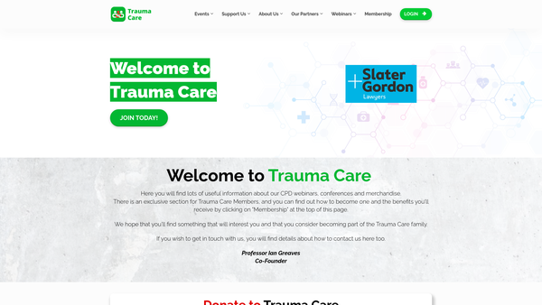 Screenshot of the Trauma Care website