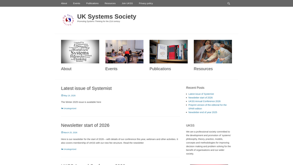 Screenshot of the UK Systems Society website