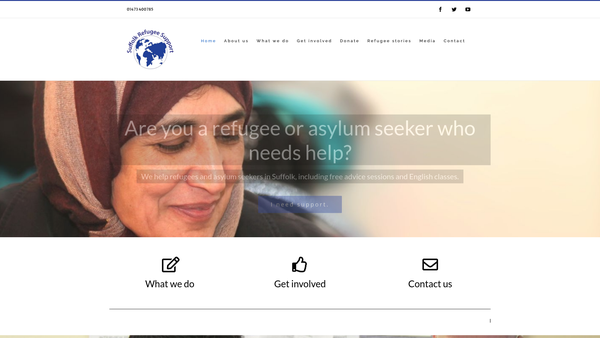Screenshot of the Suffolk Refugee Support website