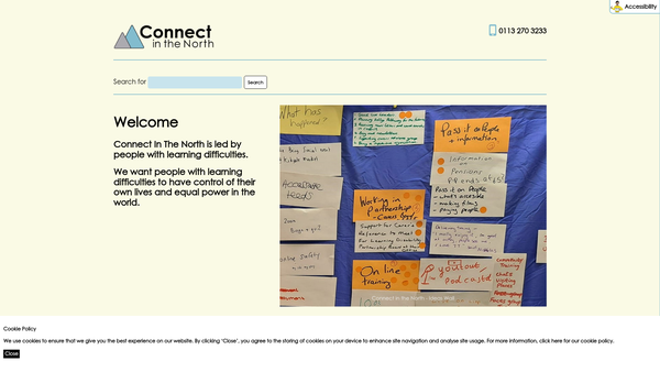 Screenshot of the Connect In The North website