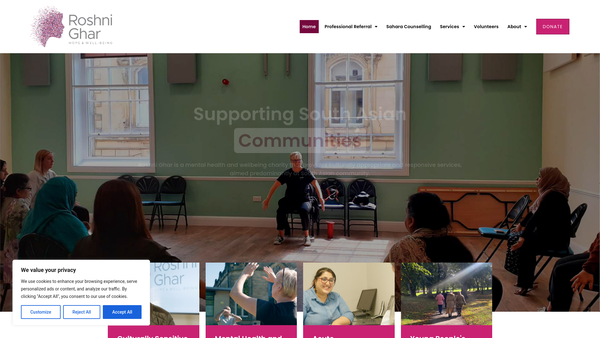 Screenshot of the Roshni Ghar website